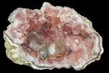 Pink Amethyst Geode Section with Calcite - Argentina #113334-1